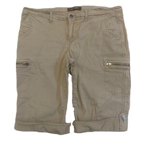 💜 Denver Hayes Mia Mid-Rise Cargo Shorts Size 12 - Khaki/Ta
